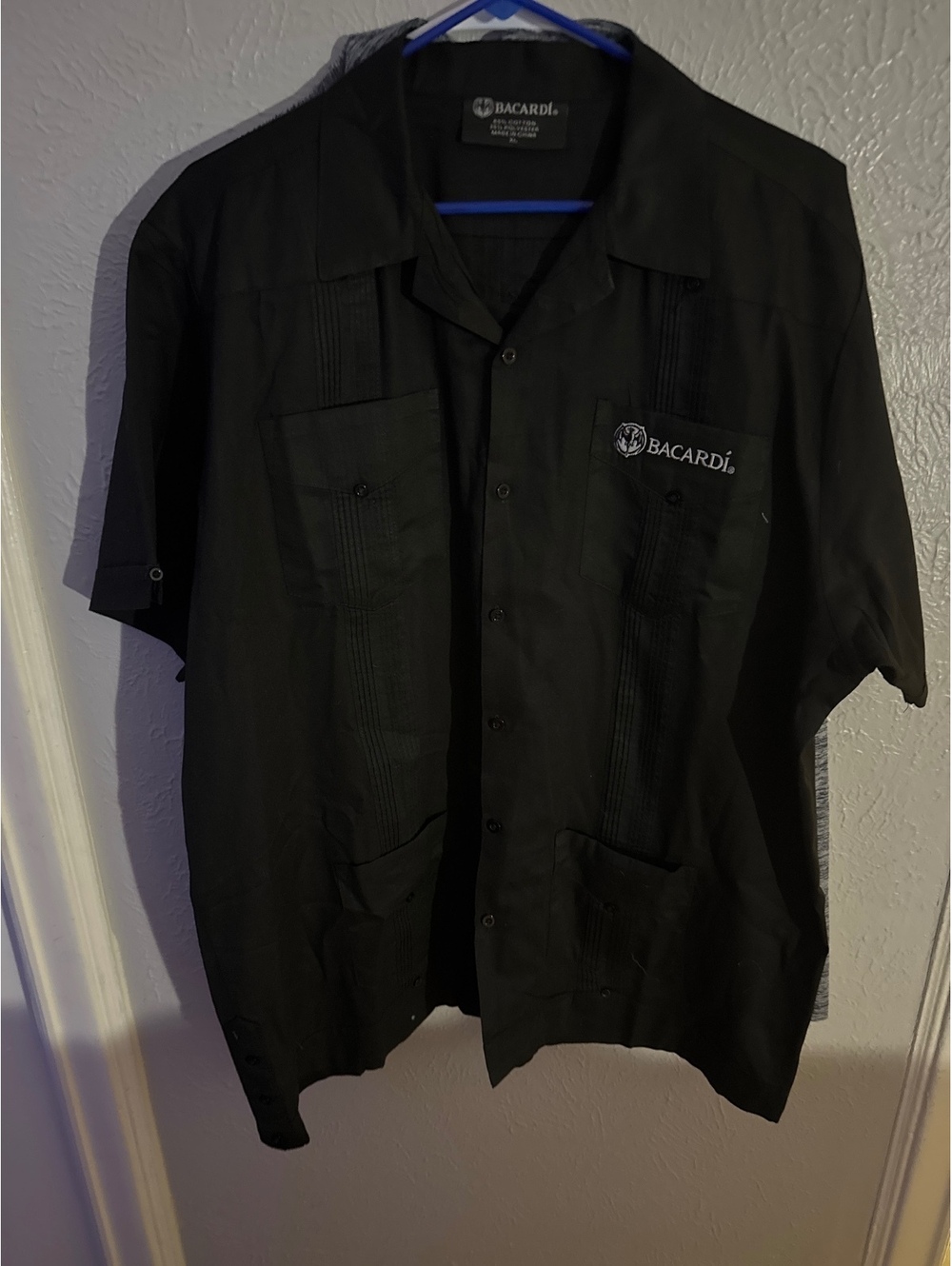 Bacardi Rum XL Button Up Short Sleeve Embroidered Guayabera Short Sleeve Shirt